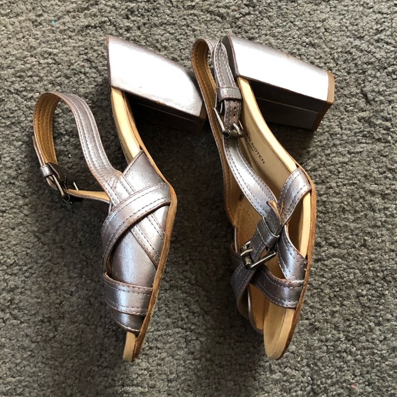 Dries Van Noten Metallic Block Heel Sandal 39.5 - Picture 2 of 14